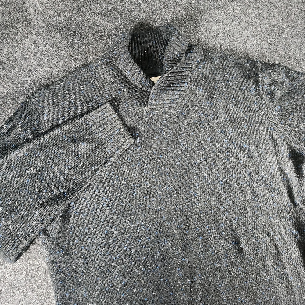 Weatherproof Vintage Men's Navy Speckled Shawl Collar Wool Blend Sweater Size XL